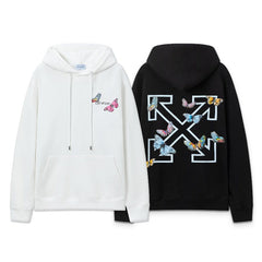 Off White hoodie Butterfly Alphabet Arrow Pattern Pullover Hood