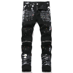Mens Fashion Jeans White graffiti S8286#
