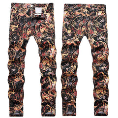 Mens Fashion Jeans Black paintbrush graffiti 8838#