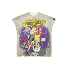Rough Play T Shirts RoughPlay Skateboard T-Shirt with rhinestones