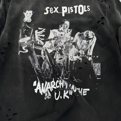 Unisex Vintage T Shirts Sex Pistols C Hand-distressed, washed, and vintage-finished at multiple points.