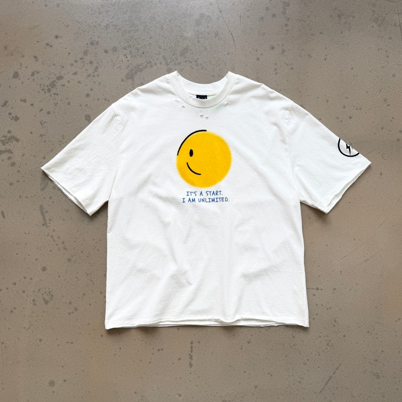 Unisex Vintage T Shirts Saint x Hiroshi Fujiwara IT'S A START Limited Collaboration ¡ª Authentic-spec 320g heavyweight fabric (retaining weight after washing); vintage single-stitch and blind-stitch construction; garment-dyed with enzyme-abrasion wa