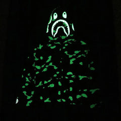 Bathing Ape Bape Hoodie shark head black and white luminous color matching sweater