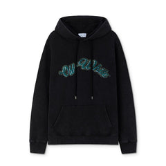 OW Bath Portrait Letter Pattern Pullover Hooded Sweater