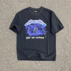 Unisex Vintage T Shirts METALLICA Lightning Chair Limited Edition Vintage-Style Washed & Distressed Tee