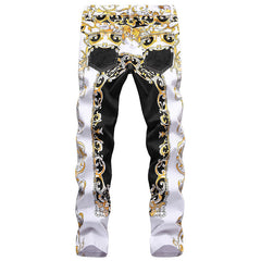 Mens Fashion Jeans Flame Print 584#