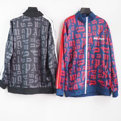 Palm Angels sweatshirt All-over letter printing zip-up cardigan