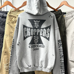 Unisex Vintage Hoodie Saint West Coast Chopper Limited Edition Washed & Distressed Hoodie ¨C Featuring multi-zone handcrafted distressing and a heavyweight fabric with an enzyme-milled, faded wash finish.