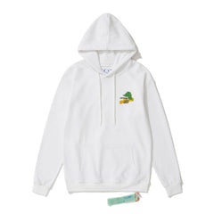 Off White hoodie Multicolored Leaf Arrow Pattern Crew Neck Hoodie