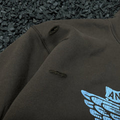Unisex Vintage HoodieLittle Angel Exclusive ¨C Vintage American-style hooded sweatshirt featuring a washed, distressed finish, handcrafted distressing details, a brushed texture, and a fleece-lined interior.