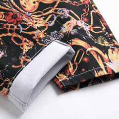 Mens Fashion Jeans Black paintbrush graffiti 8838#