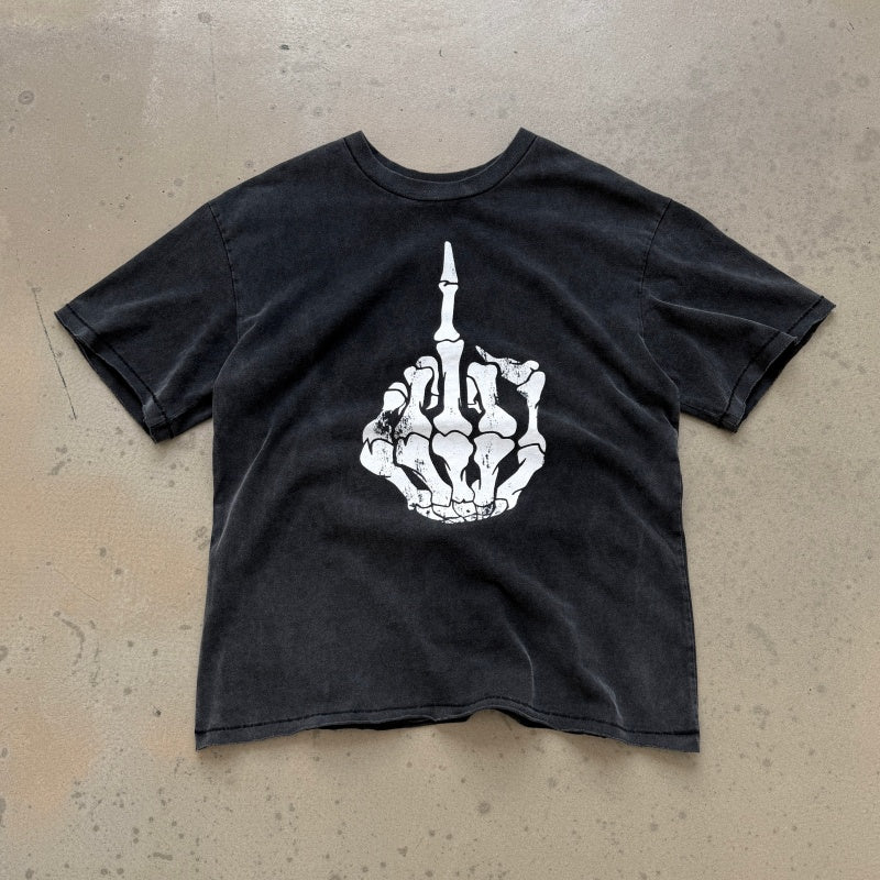 Unisex Vintage T Shirts Saint 26ss Vintage Line (WCC) ¨C Punk Chopper Fuck ¨C Limited Edition ¨C Boxy, Wide-Cut, Distressed-Style Streetwear T-Shirt with Wide Neckline (Rebellious Biker/Skull Aesthetic)