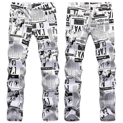 Mens Fashion Jeans Street newspaper style 5011#