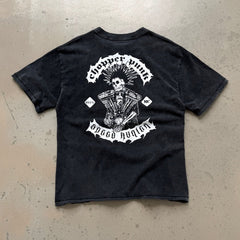 Unisex Vintage T Shirts Saint 26ss Vintage Line (WCC) ¨C Punk Chopper Fuck ¨C Limited Edition ¨C Boxy, Wide-Cut, Distressed-Style Streetwear T-Shirt with Wide Neckline (Rebellious Biker/Skull Aesthetic)