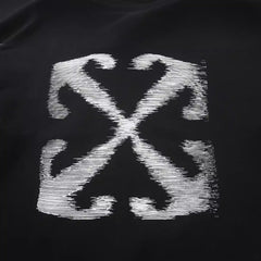 OW Fuzzy Arrow Pattern Pullover Hooded Sweater