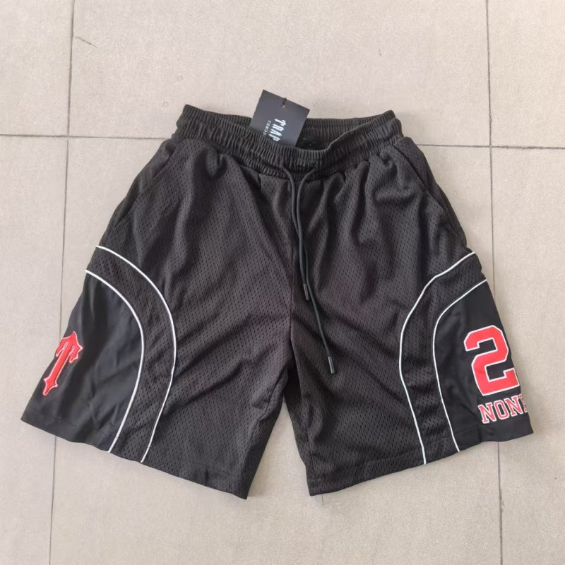 Trapstar shorts Embroidered number 24, casual beach style.