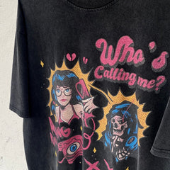 Unisex Vintage T Shirts Evil Spirit Summoning Limited Edition | White Ink Direct-to-Garment Print | High-Street Vintage Style | Heavyweight Distressed Acid Wash