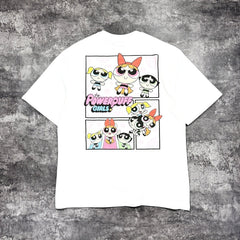 Unisex Vintage T Shirts THE POWERPUFF GIRLS Limited Edition Washed & Distressed Short-Sleeve T-Shirt. Custom heavyweight brushed fabric with a vintage feel; high-quality direct-to-garment (DTG) white ink printing; premium texture throughout.