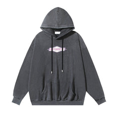 OW letter printing pattern washing water old hooded sweater
