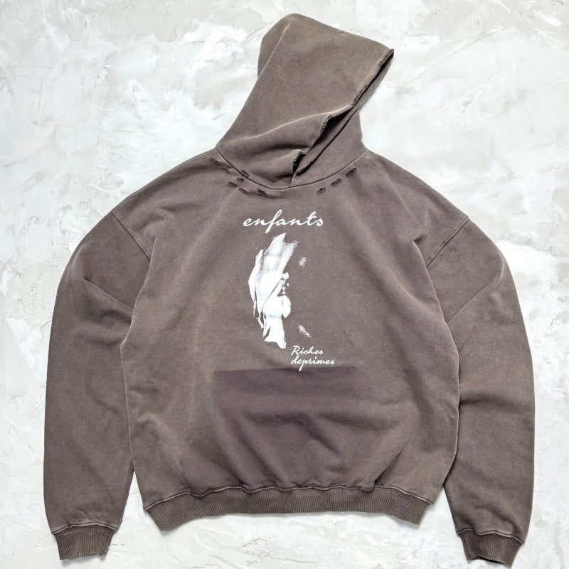 Unisex Vintage Hoodie Ethereal Portrait Limited Edition Hoodie ¡ª Custom heavyweight fabric, handcrafted distressed detailing, and a natural fade effect achieved through Asute enzyme-abrasion washing.