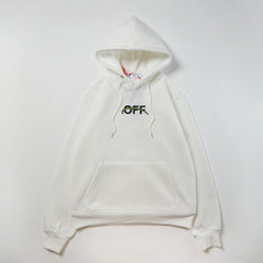 OW excavator letter pattern fleece hooded sweater