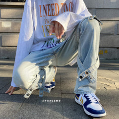 Men Jeans Autumn Retro Baggy Straight Trousers
