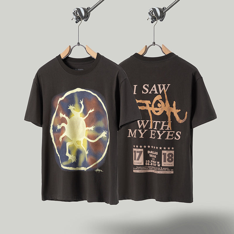 Travis Scott T Shirts Cactus Jack x Utopia Tour Utopia joint short sleeve