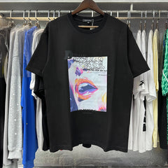 Purple T Shirts Sexy red lips beautiful women Printed cotton casual short sleeves men and women