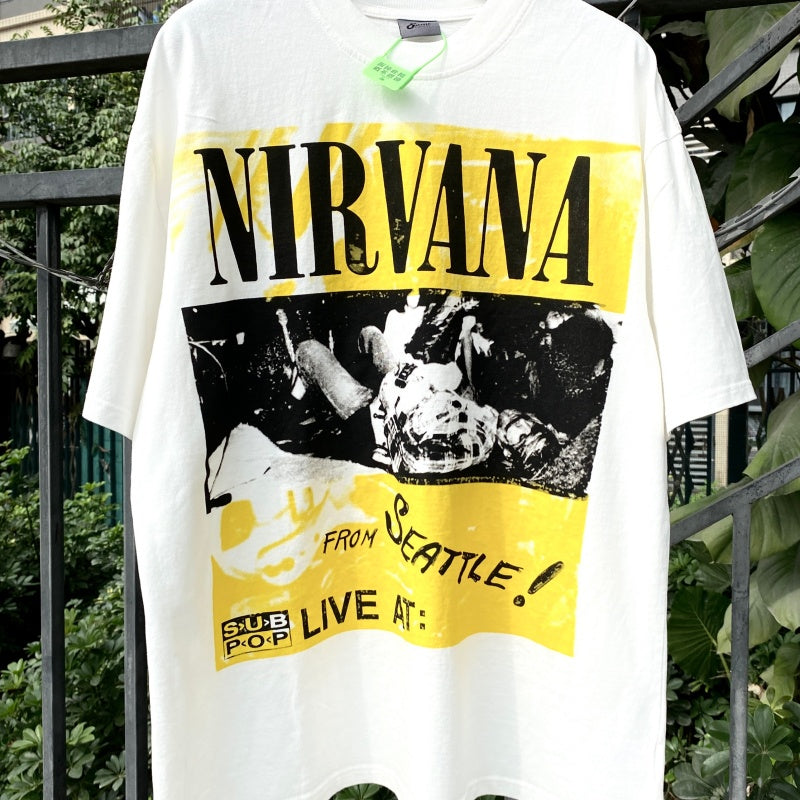 Unisex Vintage T Shirts Kurt Cobain Direct-to-Garment (DTG) Print C High-Street Vintage Style, Heavyweight Fabric, Distressed Washed Finish