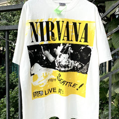 Unisex Vintage T Shirts Kurt Cobain Direct-to-Garment (DTG) Print C High-Street Vintage Style, Heavyweight Fabric, Distressed Washed Finish
