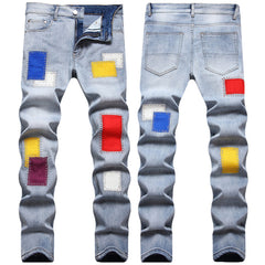 Mens Fashion Jeans Colored patch 8831#